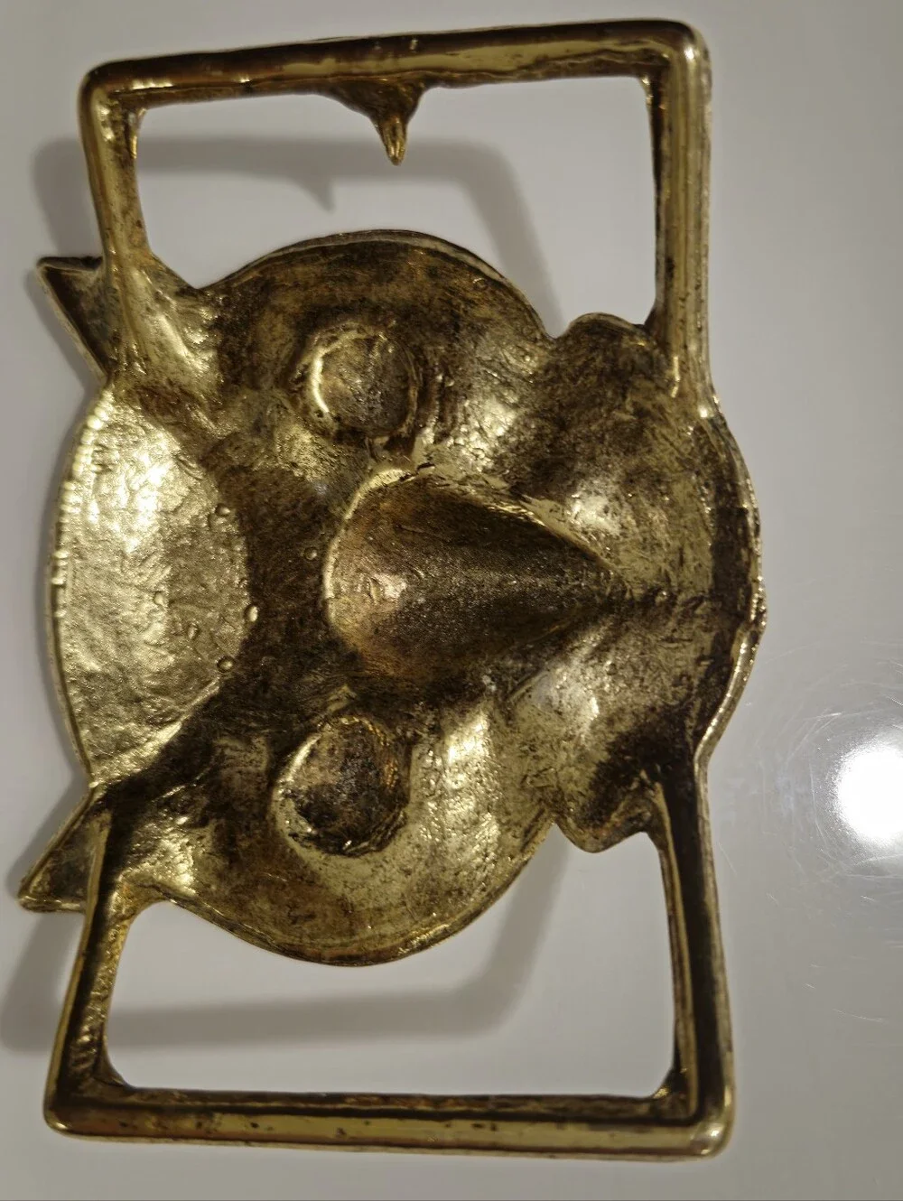 Vintage Gold Tone Owl Belt Buckle Statement Boho Western Unisex